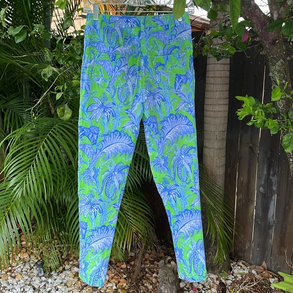 GRETCHEN SCOTT Green & Blue Floral Pants size 2 - Picture 2 of 7
